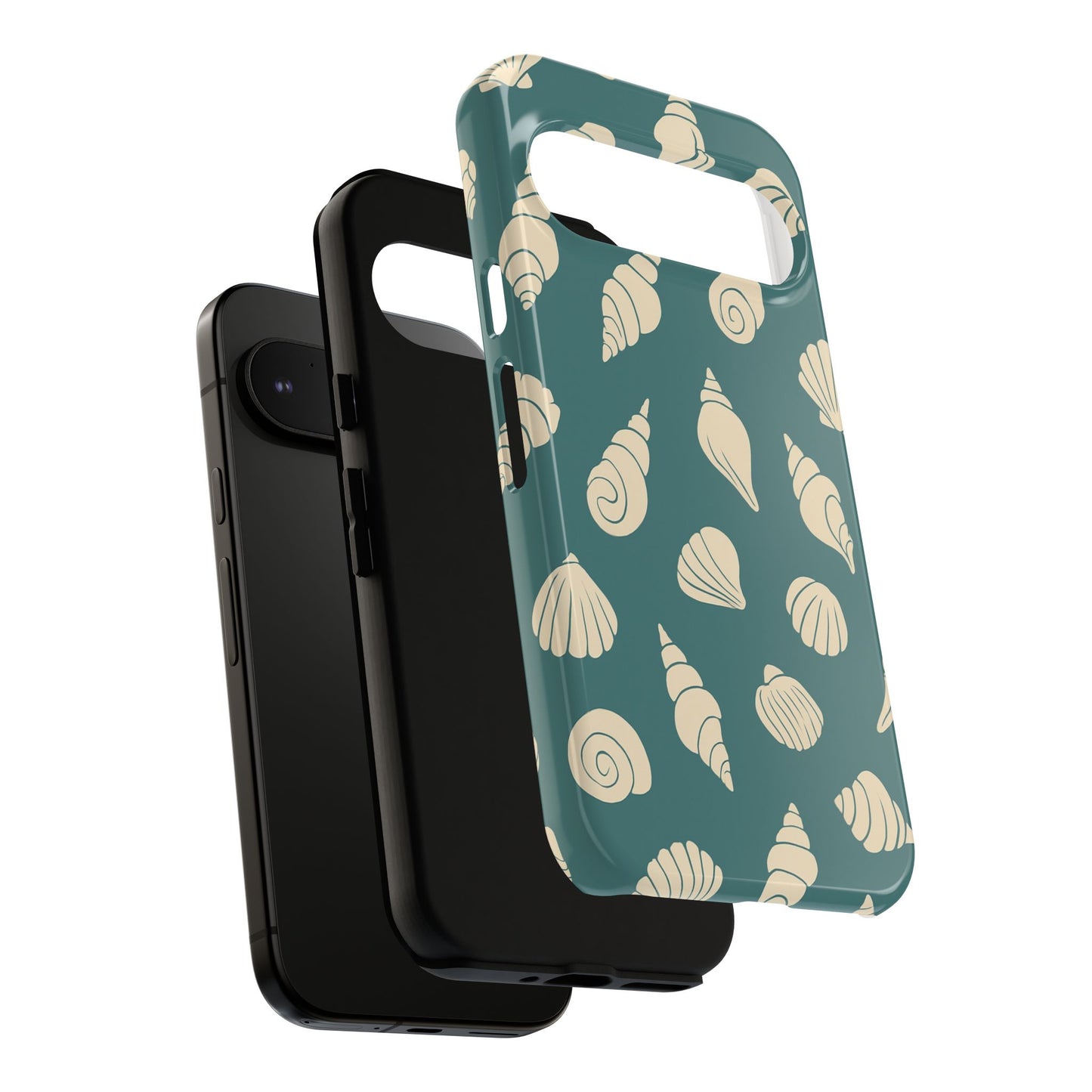 Seashell Pattern Phone Case | Teal Coastal Shells Tough Case for Iphone, Samsung Galaxy and Pixel