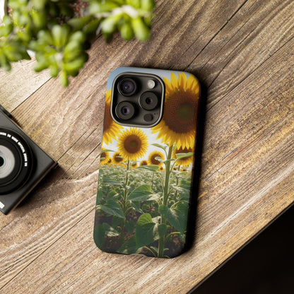 Sunflower Field Phone Case | Golden Hour Floral Aesthetic | Bright Summer Tough Case