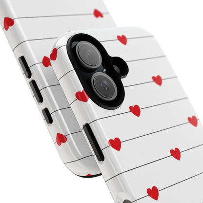Red Heart Stripe iPhone Case | Tough Shockproof Love Aesthetic Cover