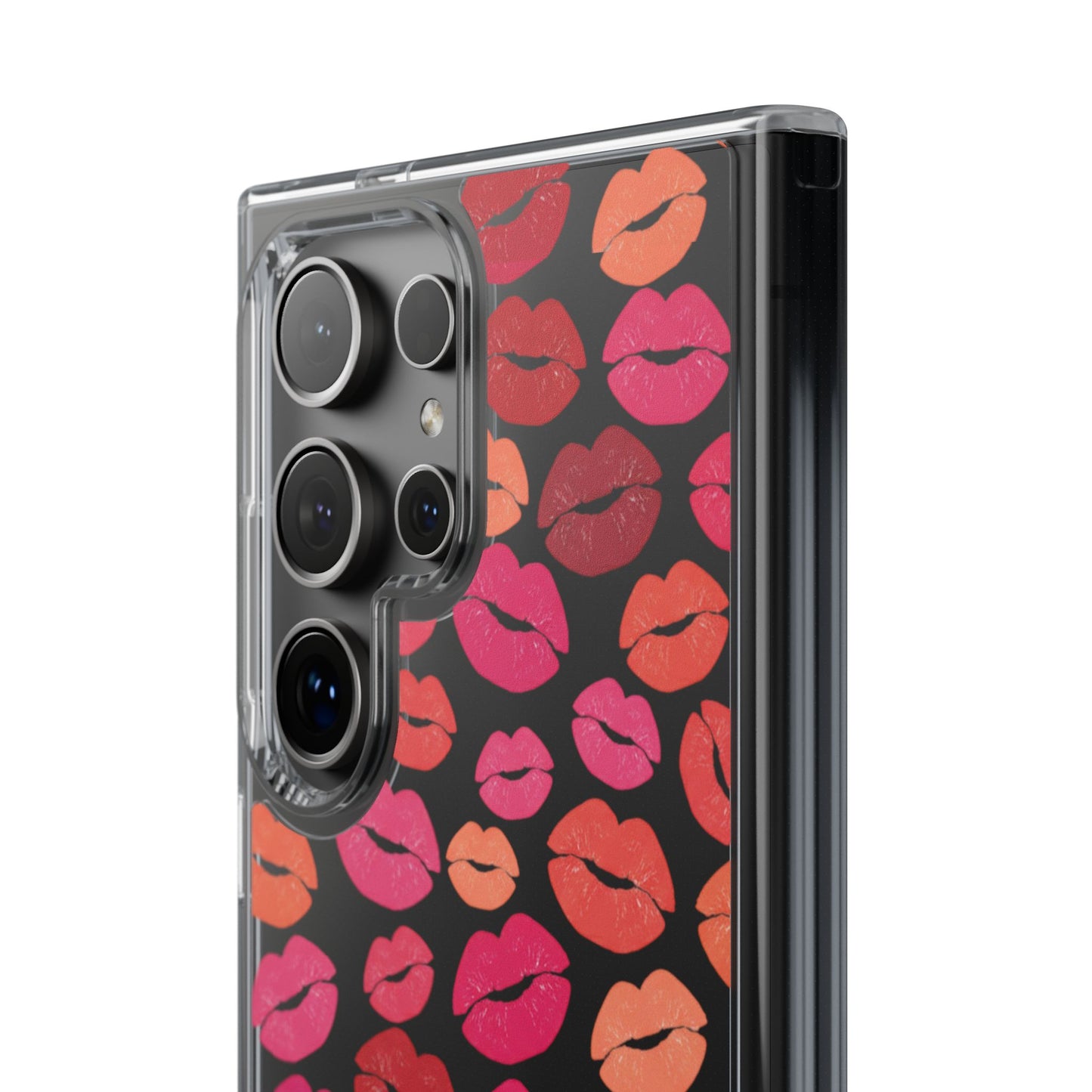 Kiss Print Clear Phone Case | Red Lip Pattern Impact-Resistant Case
