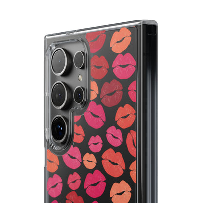 Kiss Print Clear Phone Case | Red Lip Pattern Impact-Resistant Case