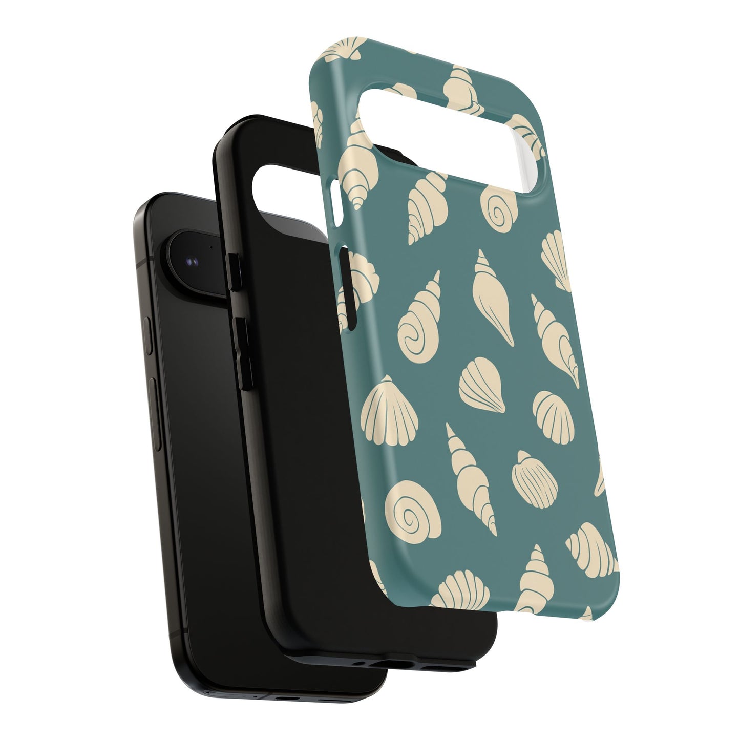 Seashell Pattern Phone Case | Teal Coastal Shells Tough Case for Iphone, Samsung Galaxy and Pixel