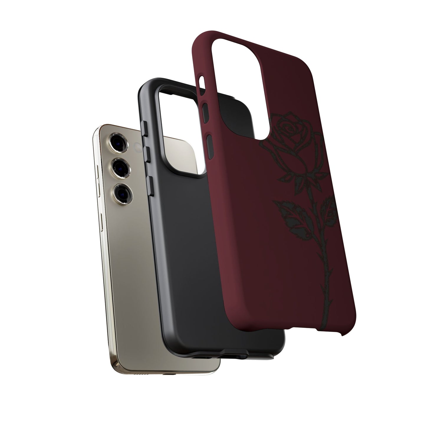 Black Rose Burgundy iPhone Case | Dark Aesthetic Shockproof Protective Cover