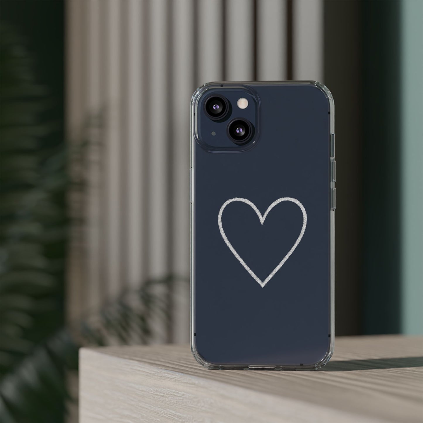 Minimal Hand-Drawn Heart Clear Phone Case | Aesthetic Clear Protective Case