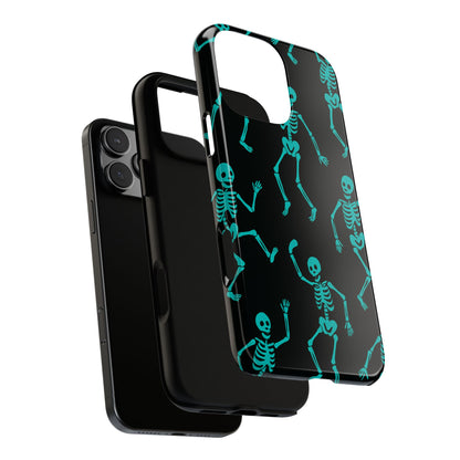 Dancing Teal Skeletons Phone Case | Tough Protective Case for Iphone, Samsung Galaxy and Pixel
