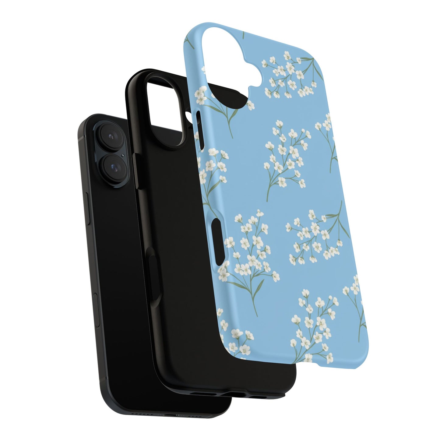 Baby’s Breath Floral Phone Case – Blue Minimal Flower Aesthetic Tough Case