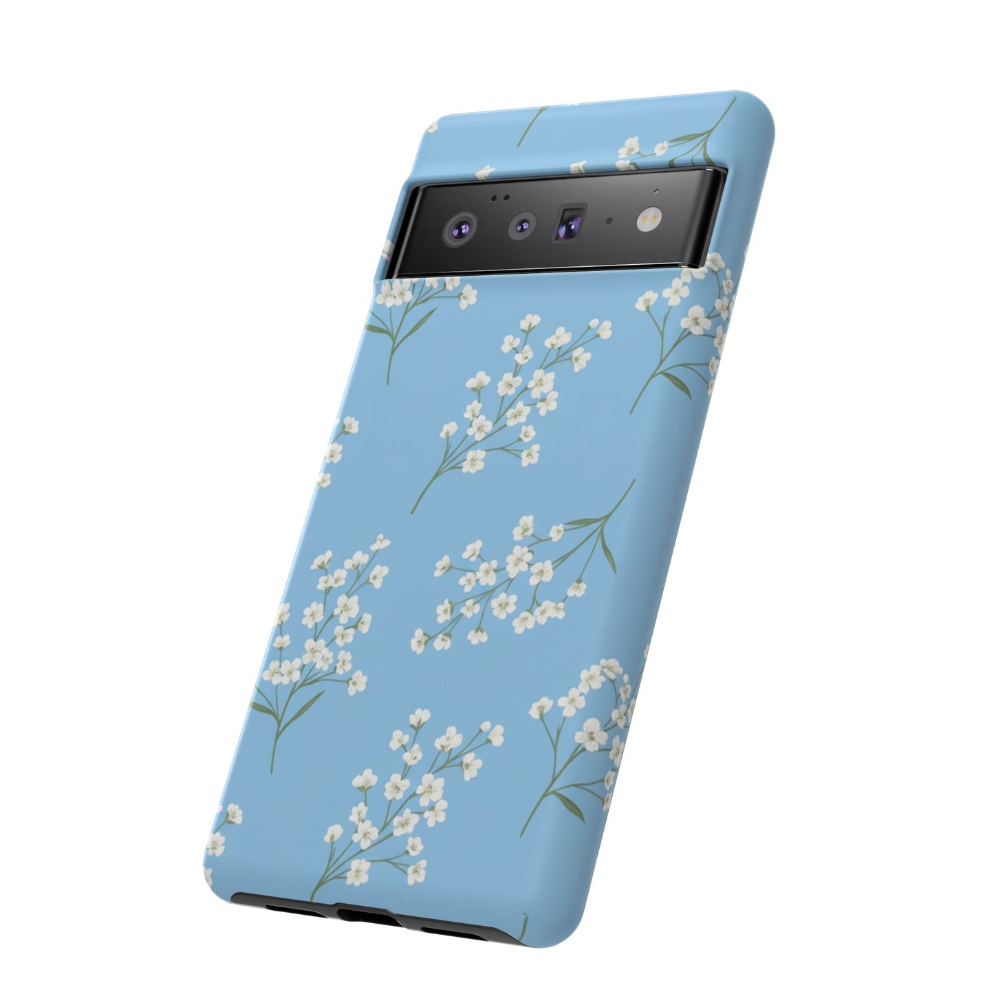 Baby’s Breath Floral Phone Case – Blue Minimal Flower Aesthetic Tough Case