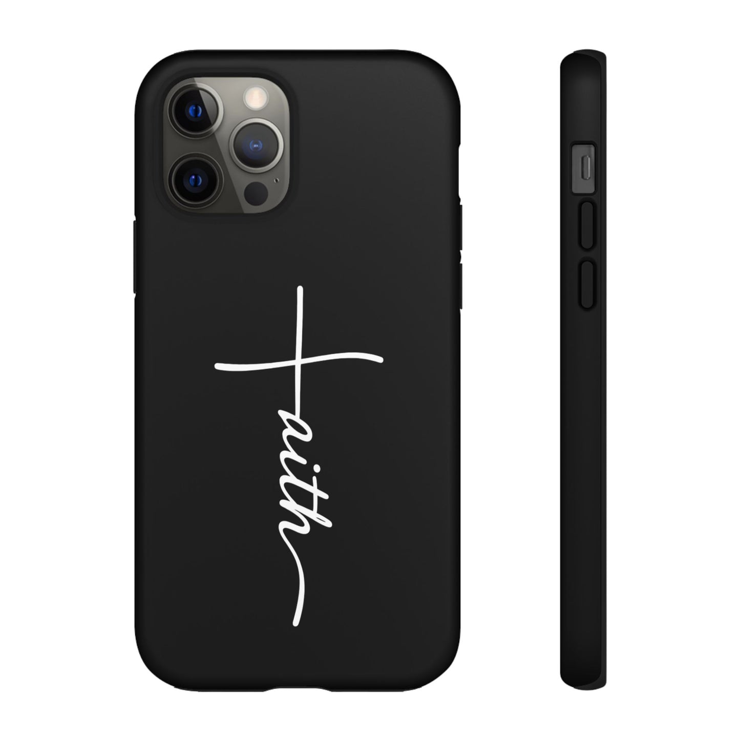 Faith Cross Phone Case, Christian Aesthetic Minimalist Black Matte Case, Religious Gift iPhone Samsung Cover
