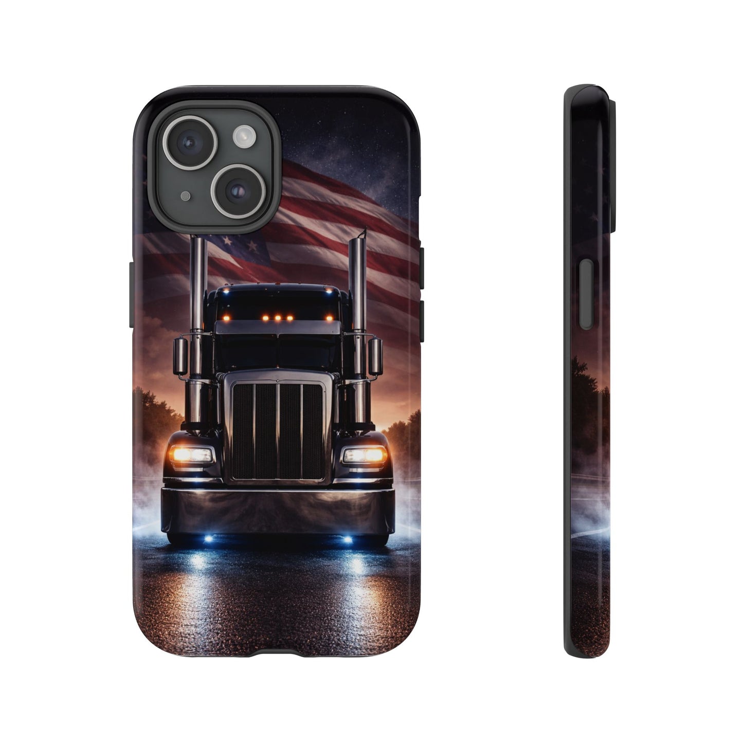 Semi Truck Phone Case American Flag Big Rig Trucker Gift iPhone Samsung