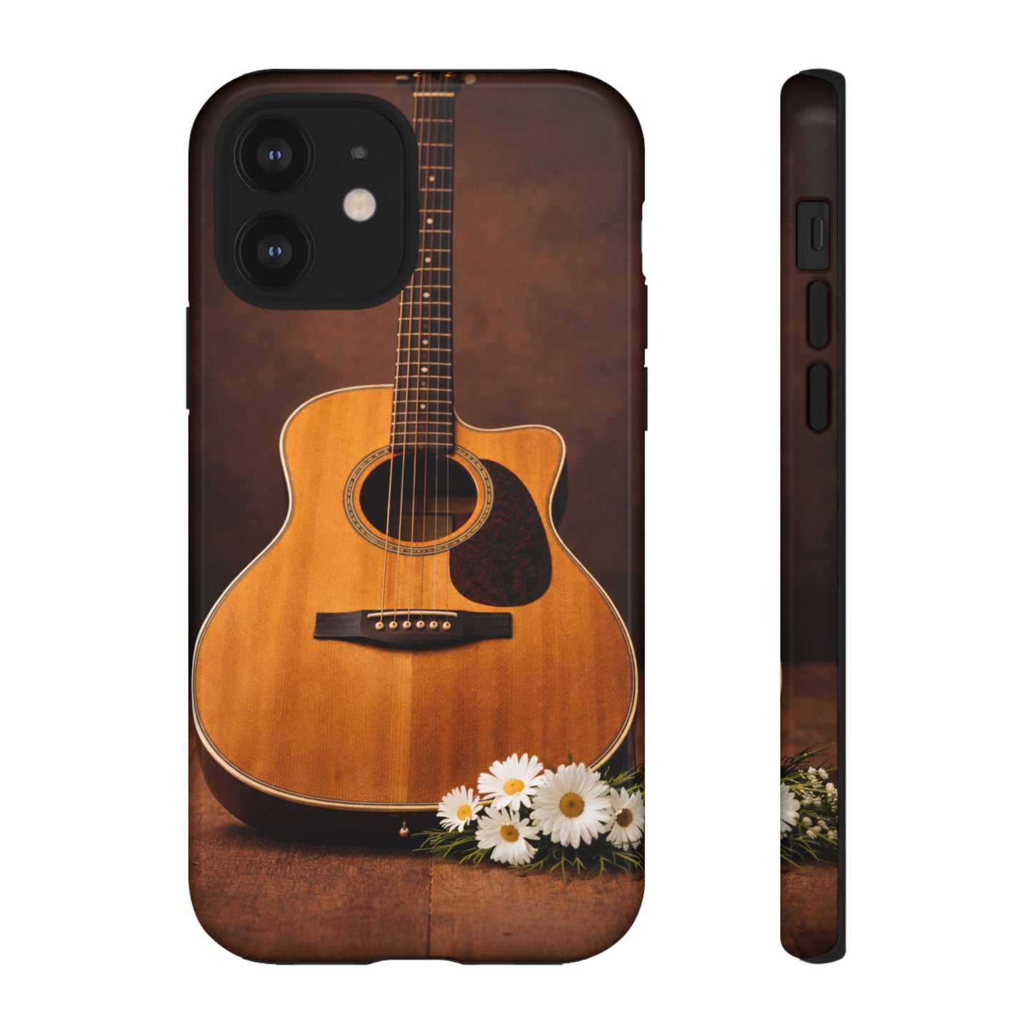 Acoustic Guitar Daisy Phone Case | Rustic Music Lover Tough Cover