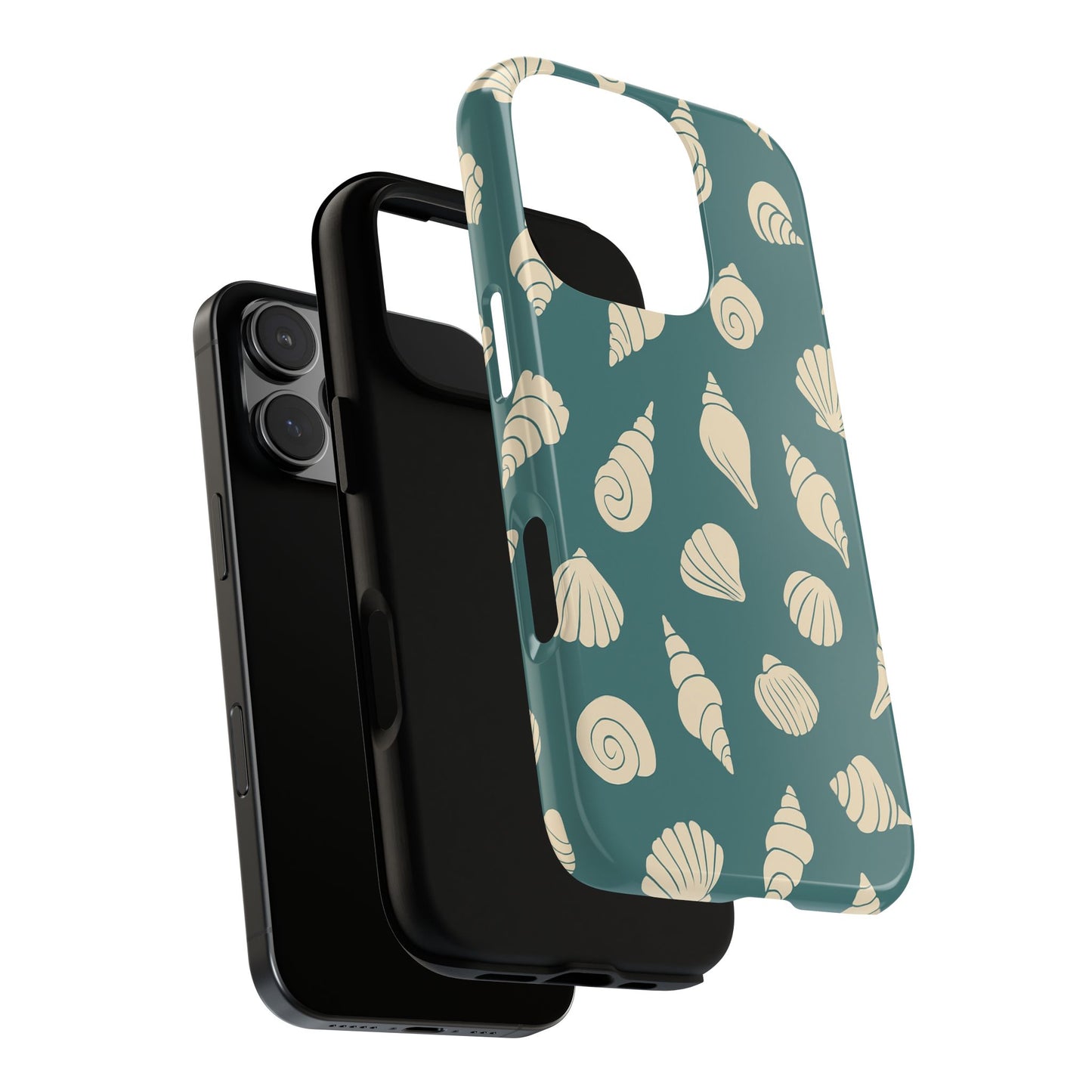 Seashell Pattern Phone Case | Teal Coastal Shells Tough Case for Iphone, Samsung Galaxy and Pixel