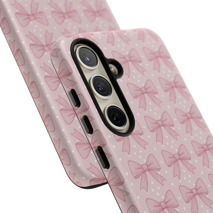 Pink Bow Pattern Phone Case – Soft Coquette Aesthetic Tough Case