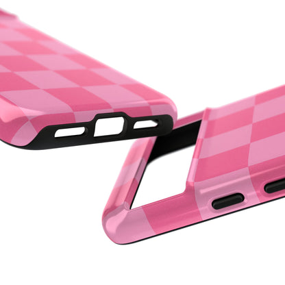 Pink Checkerboard Phone Case | Cute Aesthetic Checkered iPhone & Samsung Tough Case