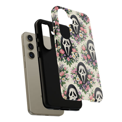 Floral Ghost Face Aesthetic Phone Case – Cute Spooky Tough Cover