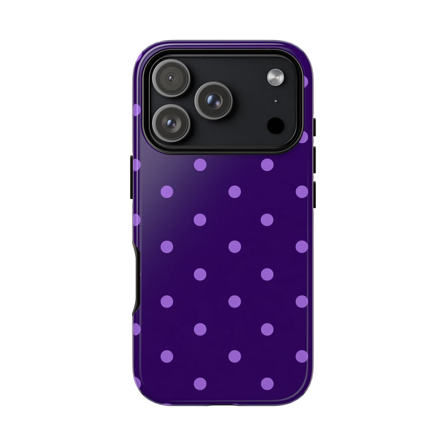 Purple Polka Dot Tough Phone Case – Cute Stylish Durable Protective Cover for Iphone, Samsung Galaxy and Pixel