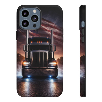 Semi Truck Phone Case American Flag Big Rig Trucker Gift iPhone Samsung