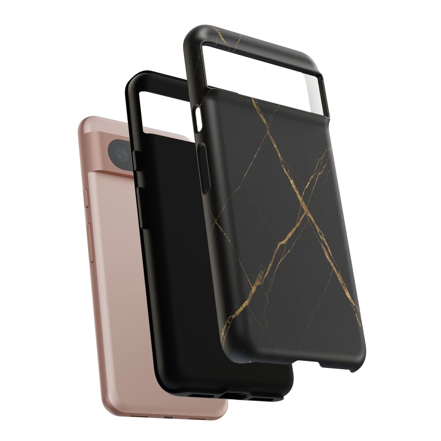 Black Marble Phone Case with Gold Veins – Luxury Minimal Aesthetic Tough Case