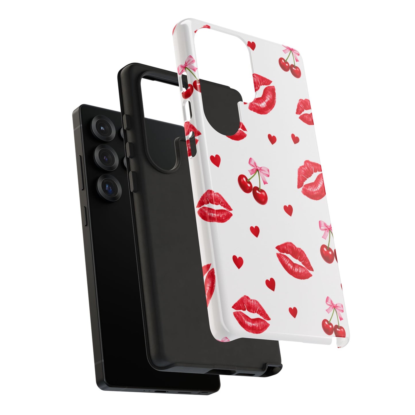 Red Lips & Cherry Phone Case – Y2K Retro Aesthetic Tough Cover
