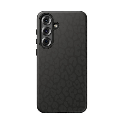 Black Leopard Phone Case | Black on Black Leopard Print Tough iPhone & Samsung Case | Matte or Glossy Protective Cover