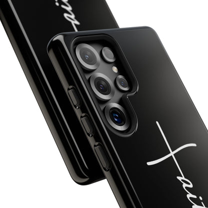 Faith Cross Phone Case, Christian Aesthetic Minimalist Black Matte Case, Religious Gift iPhone Samsung Cover