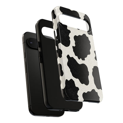 Black & White Cow Print Phone Case | Western Aesthetic iPhone & Samsung Tough Case