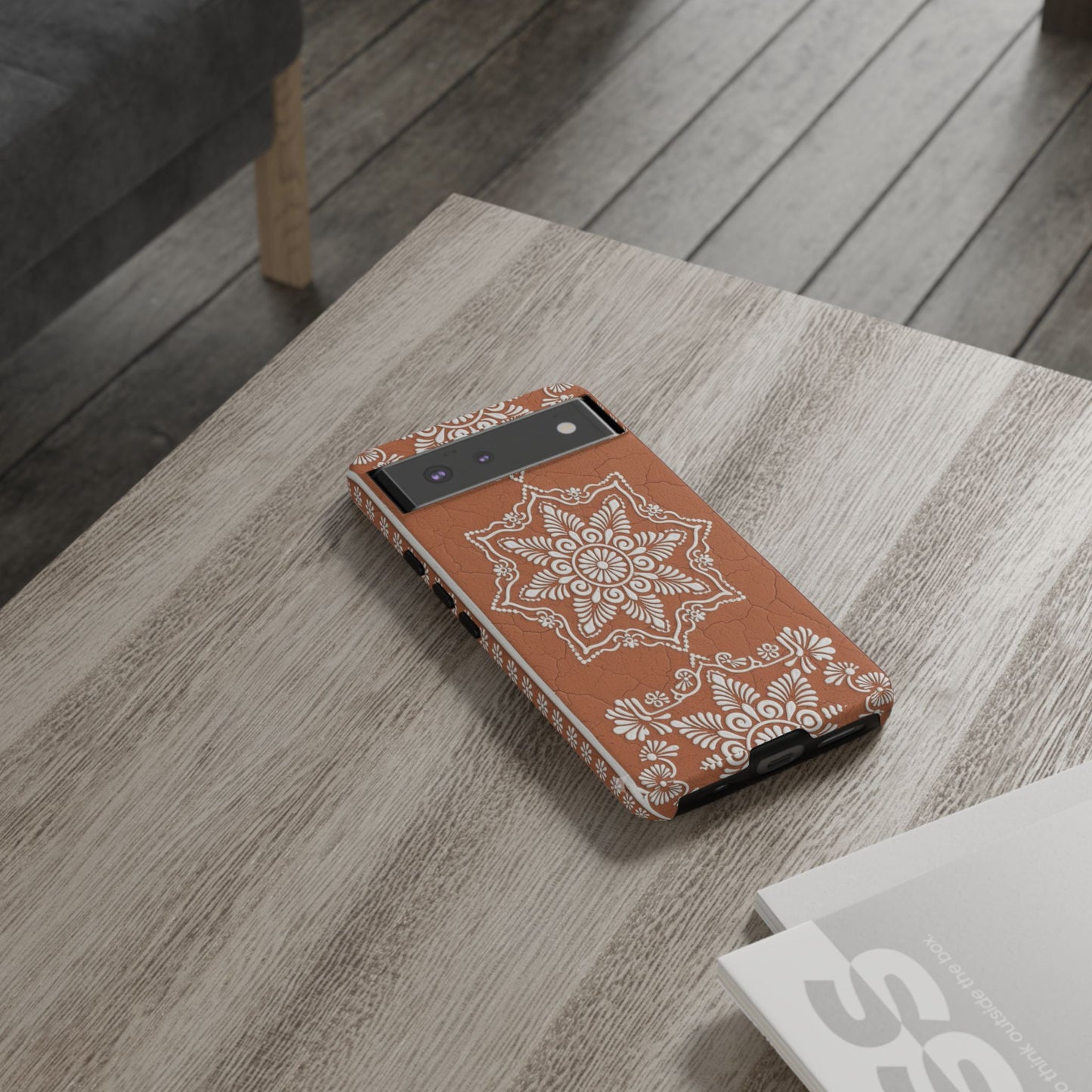 Talavera Terracotta Phone Case | Mexican Floral Pattern iPhone & Samsung Tough Case | Boho Clay Aesthetic Cover