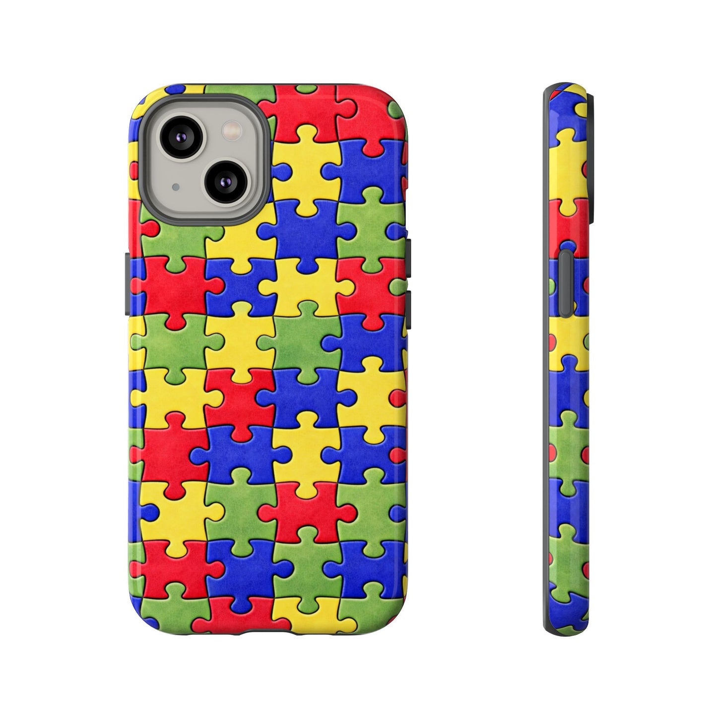 Colorful Puzzle Phone Case, Autism Awareness Jigsaw Design, Tough Protective Case, iPhone & Samsung Case, Vibrant Puzzle Pattern