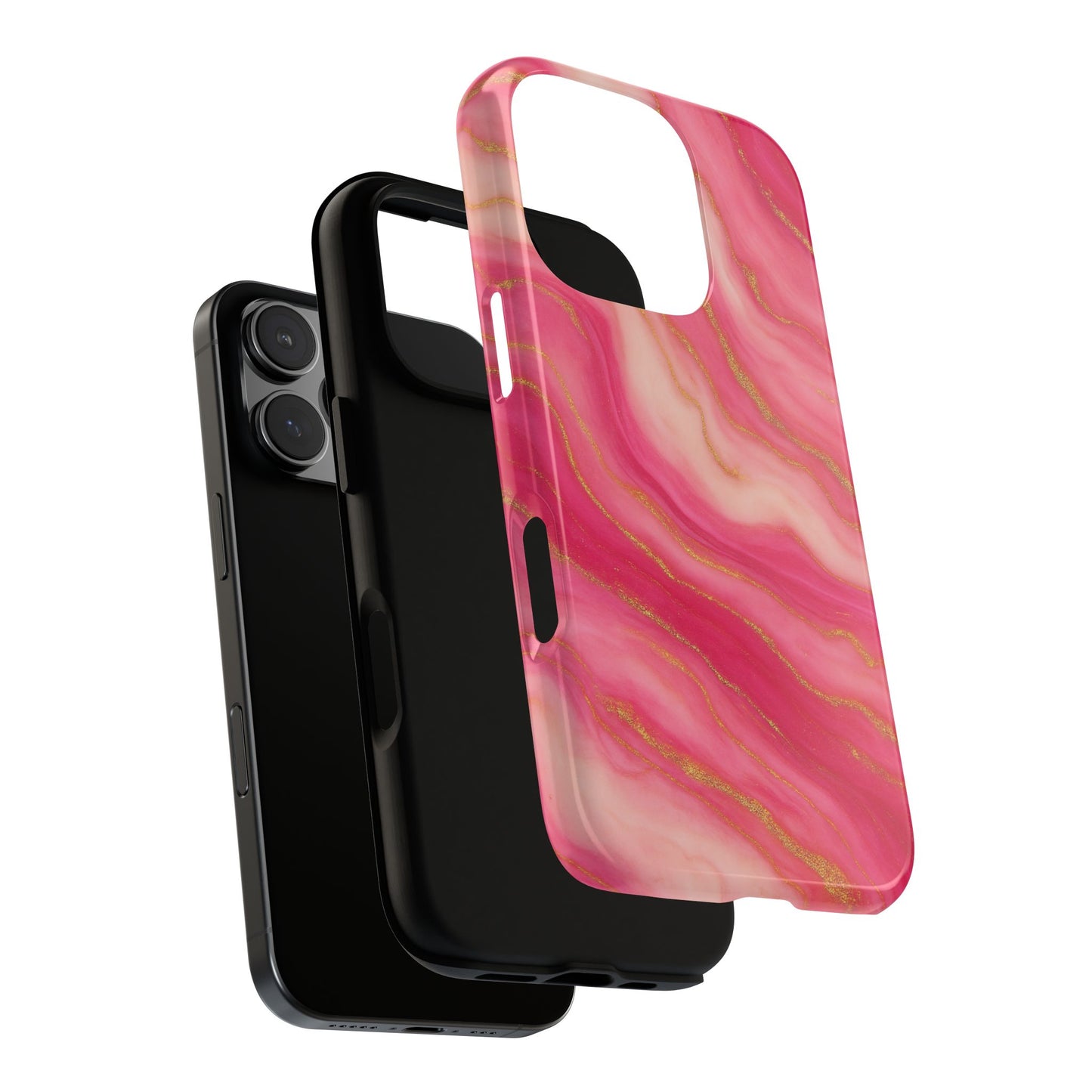 Pink Marble Phone Case | Rose Gold Swirl Aesthetic Tough Protective Case