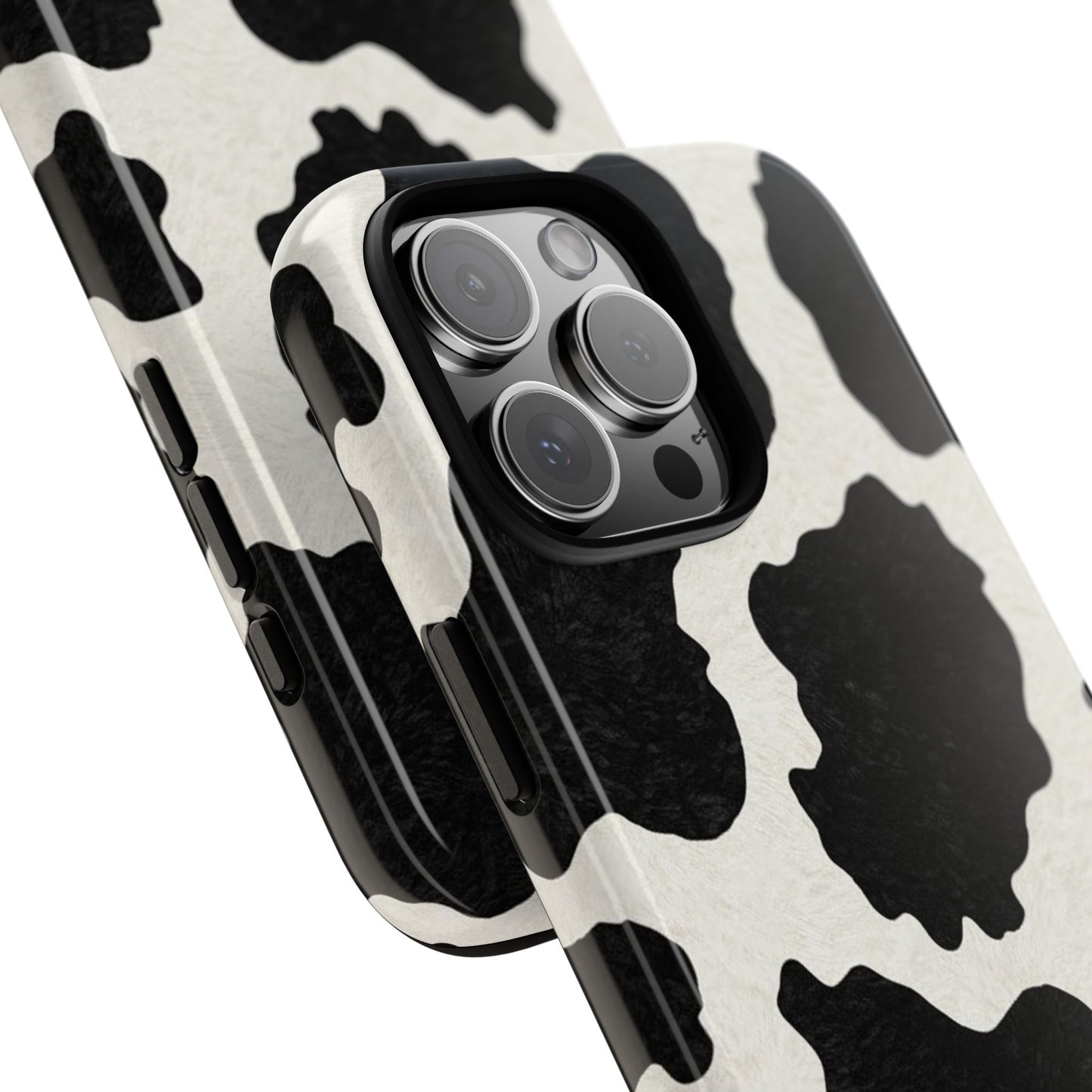 Black & White Cow Print Phone Case | Western Aesthetic iPhone & Samsung Tough Case