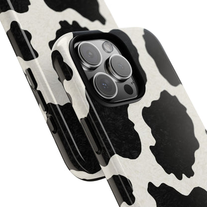 Black & White Cow Print Phone Case | Western Aesthetic iPhone & Samsung Tough Case