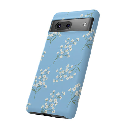 Baby’s Breath Floral Phone Case – Blue Minimal Flower Aesthetic Tough Case