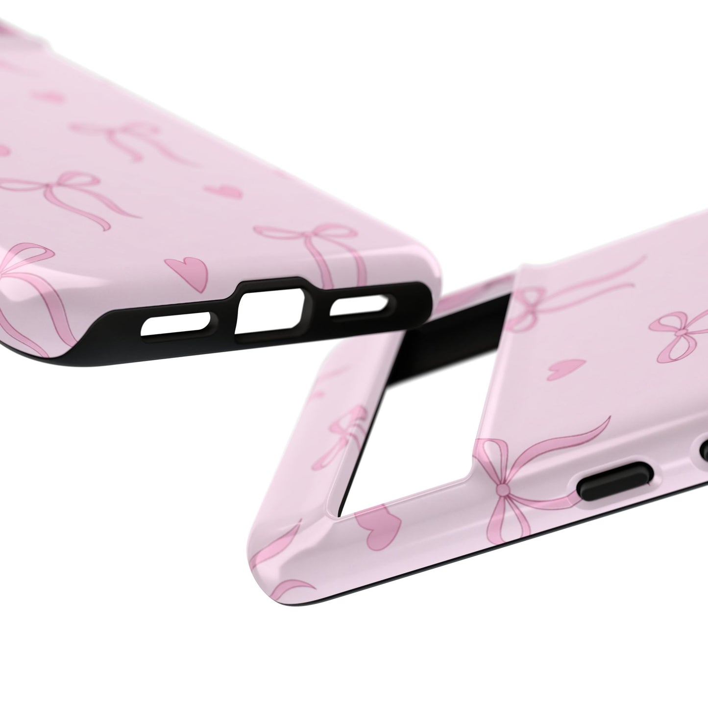 Pink Bow Heart Aesthetic Phone Case – Coquette Cute Tough Cover