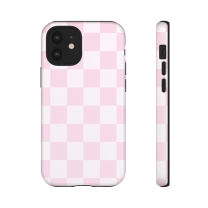 Pink Checkerboard Phone Case | Aesthetic Tough Protective Case