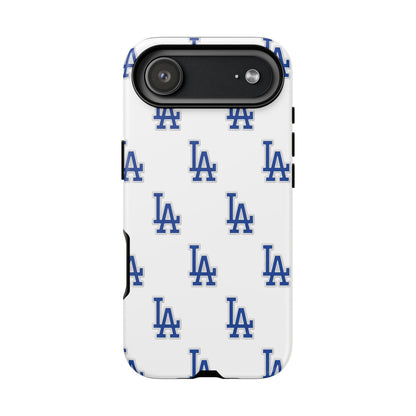 Blue LA Monogram Pattern Phone Case | Minimal Baseball Inspired Tough Cover