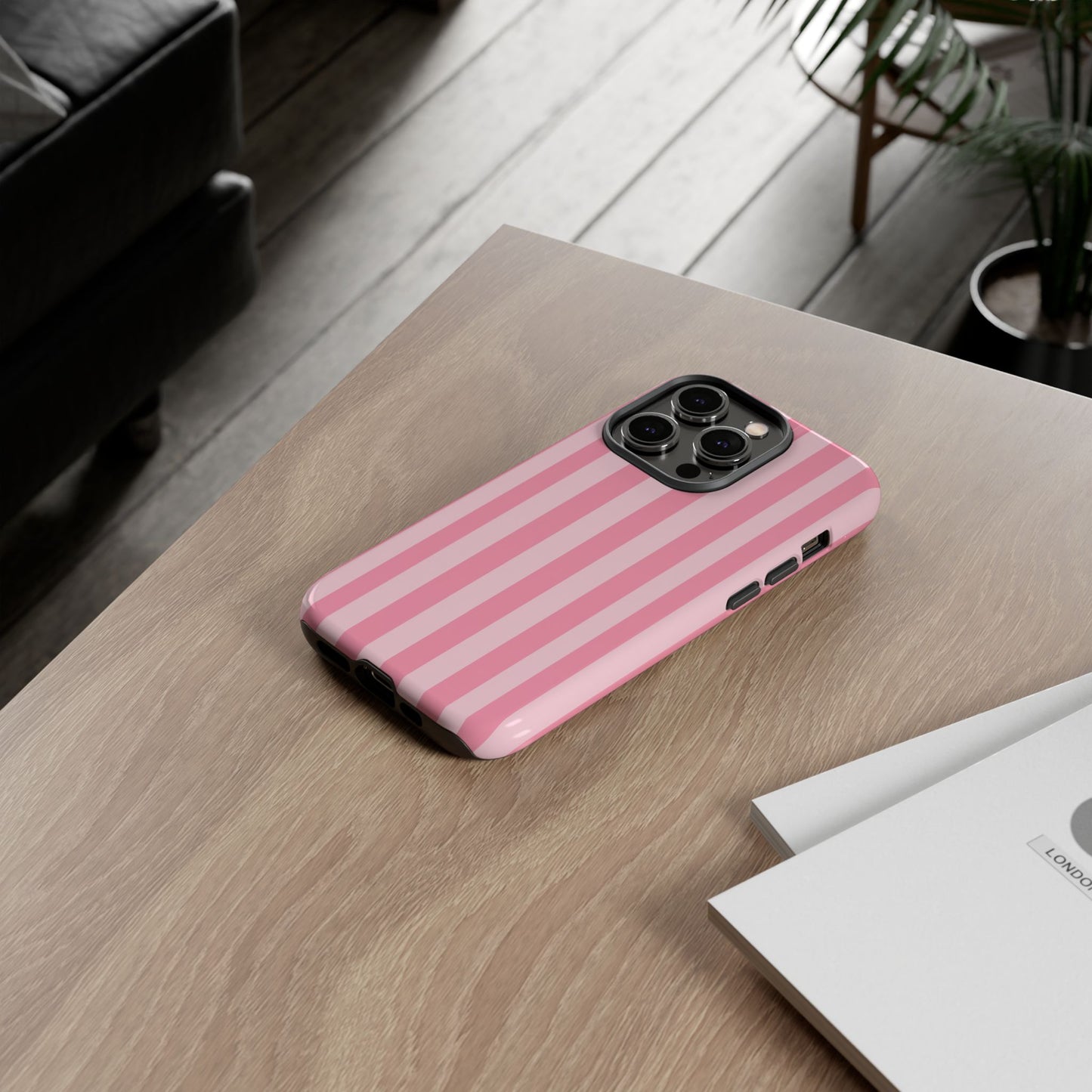 Pink Vertical Stripe Phone Case | Minimal Pastel Stripes Tough Case
