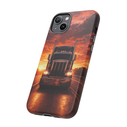 Big Rig Truck Phone Case Sunset Highway Semi Truck iPhone Samsung Cover