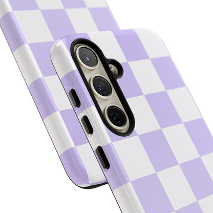 Lavender Checkerboard Phone Case | Pastel Aesthetic Checkered iPhone & Samsung Tough Case