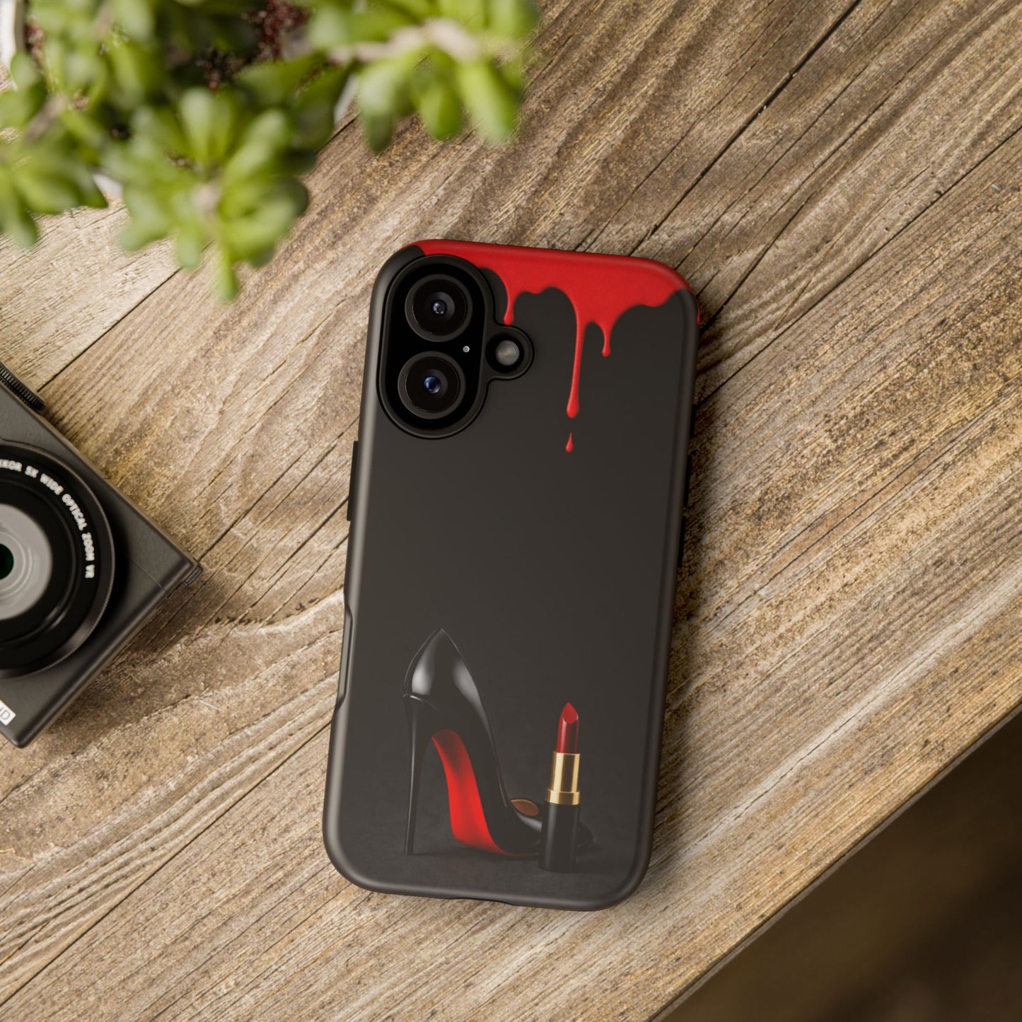 Dark Feminine Red Drip Phone Case – Gothic Glam Tough Cover