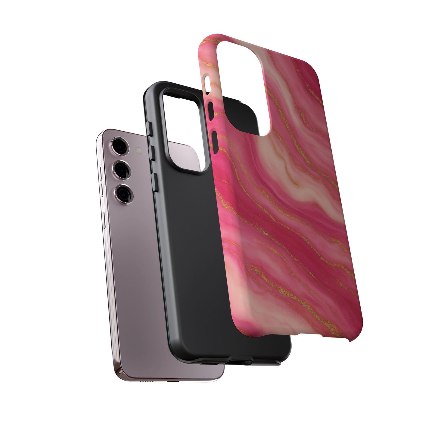 Pink Marble Phone Case | Rose Gold Swirl Aesthetic Tough Protective Case