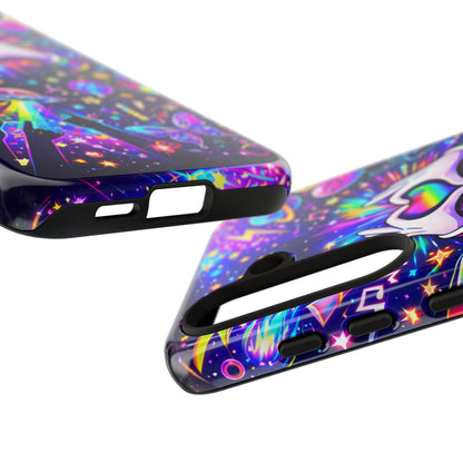Rainbow Heart Hands Phone Case – Neon Galaxy EDM Festival Tough Cover