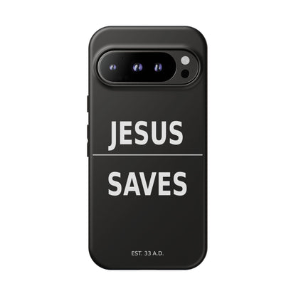 Jesus Saves Phone Case Christian Religious Minimalist Black Tough Cover