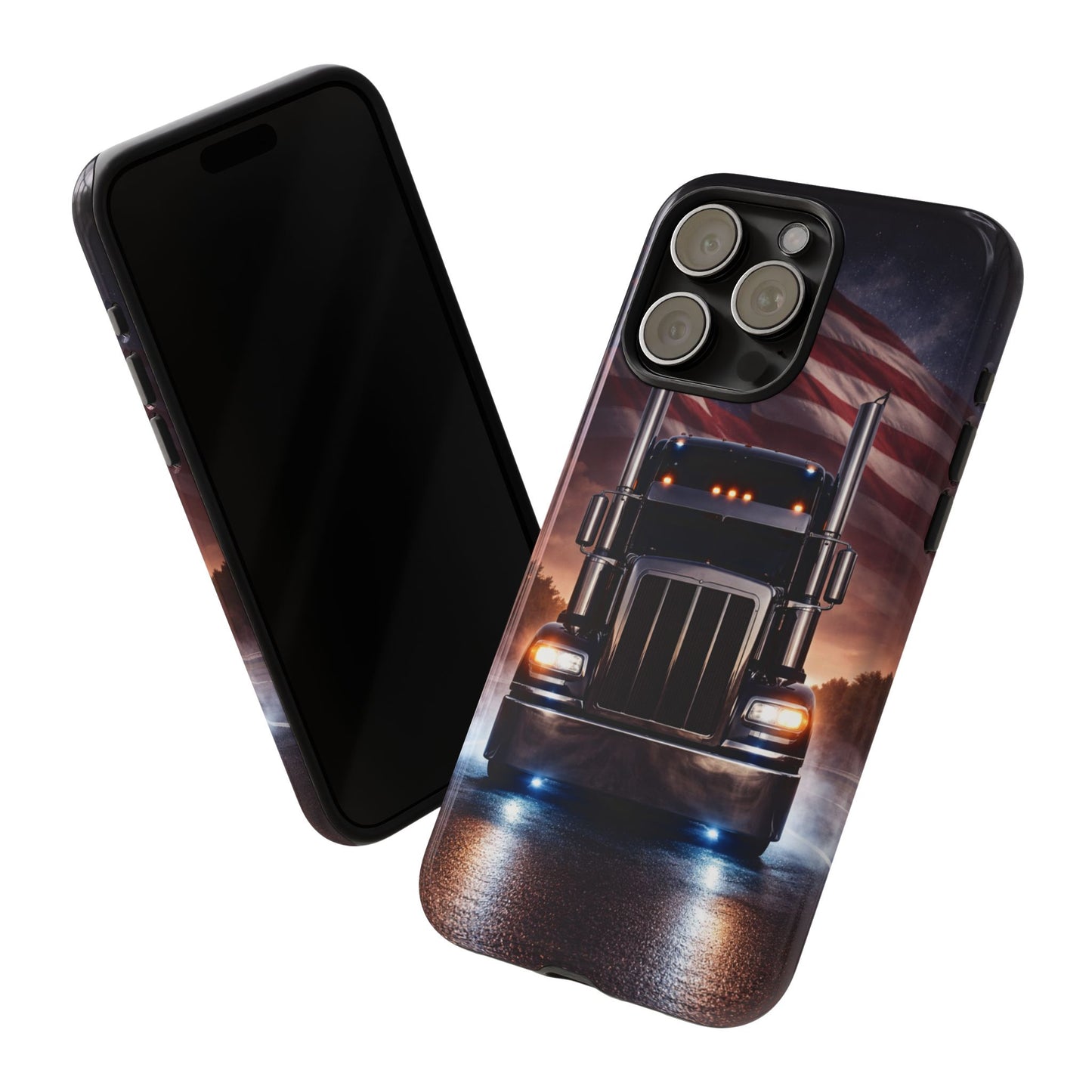 Semi Truck Phone Case American Flag Big Rig Trucker Gift iPhone Samsung