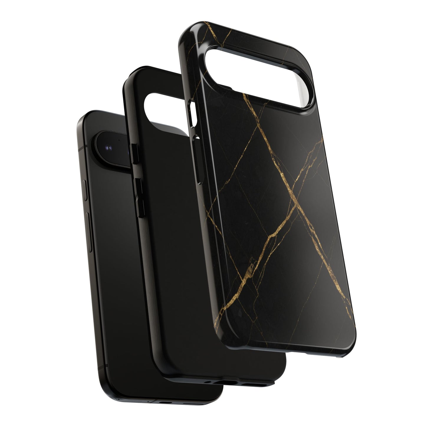Black Marble Phone Case with Gold Veins | Minimal Luxury Tough Case