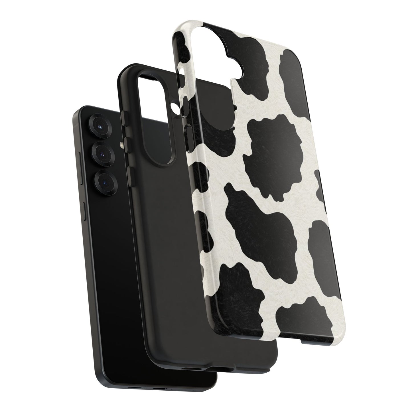 Black & White Cow Print Phone Case | Western Aesthetic iPhone & Samsung Tough Case