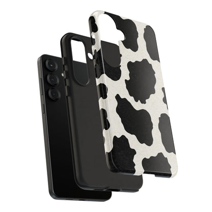 Black & White Cow Print Phone Case | Western Aesthetic iPhone & Samsung Tough Case