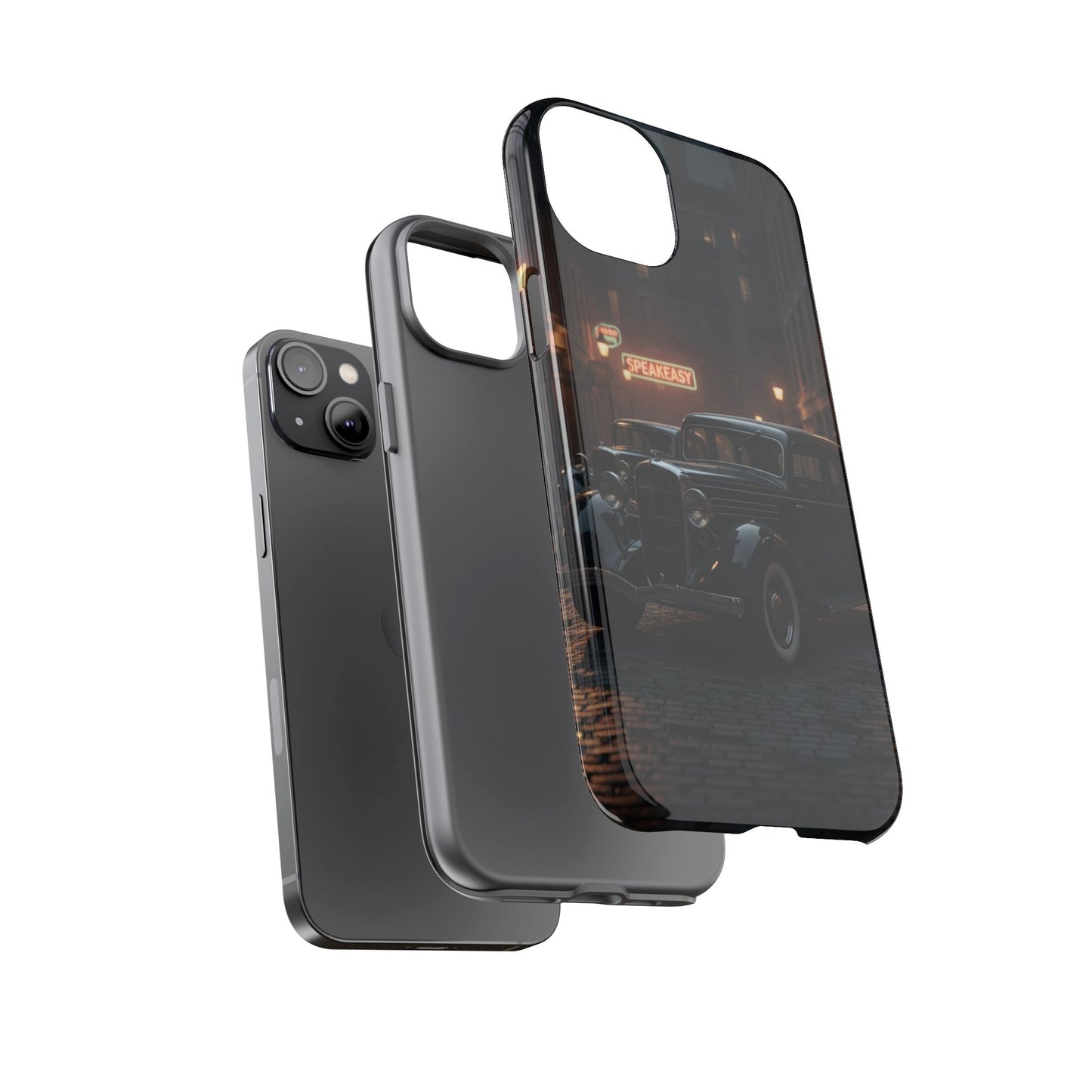Vintage Classic Car Phone Case | Retro Noir Aesthetic | 1930s Street Scene Tough Case for iPhone & Samsung