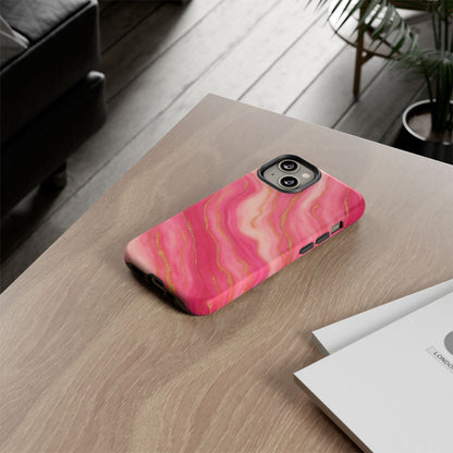 Pink Marble Phone Case | Rose Gold Swirl Aesthetic Tough Protective Case