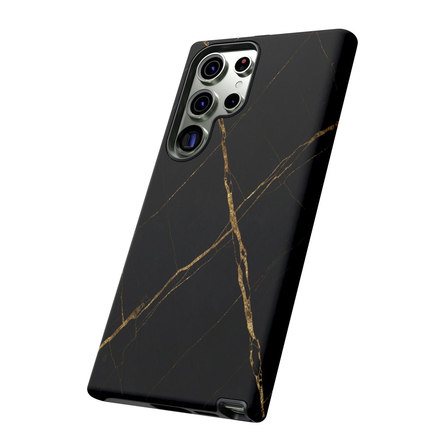 Black Marble Phone Case with Gold Veins | Minimal Luxury Tough Case