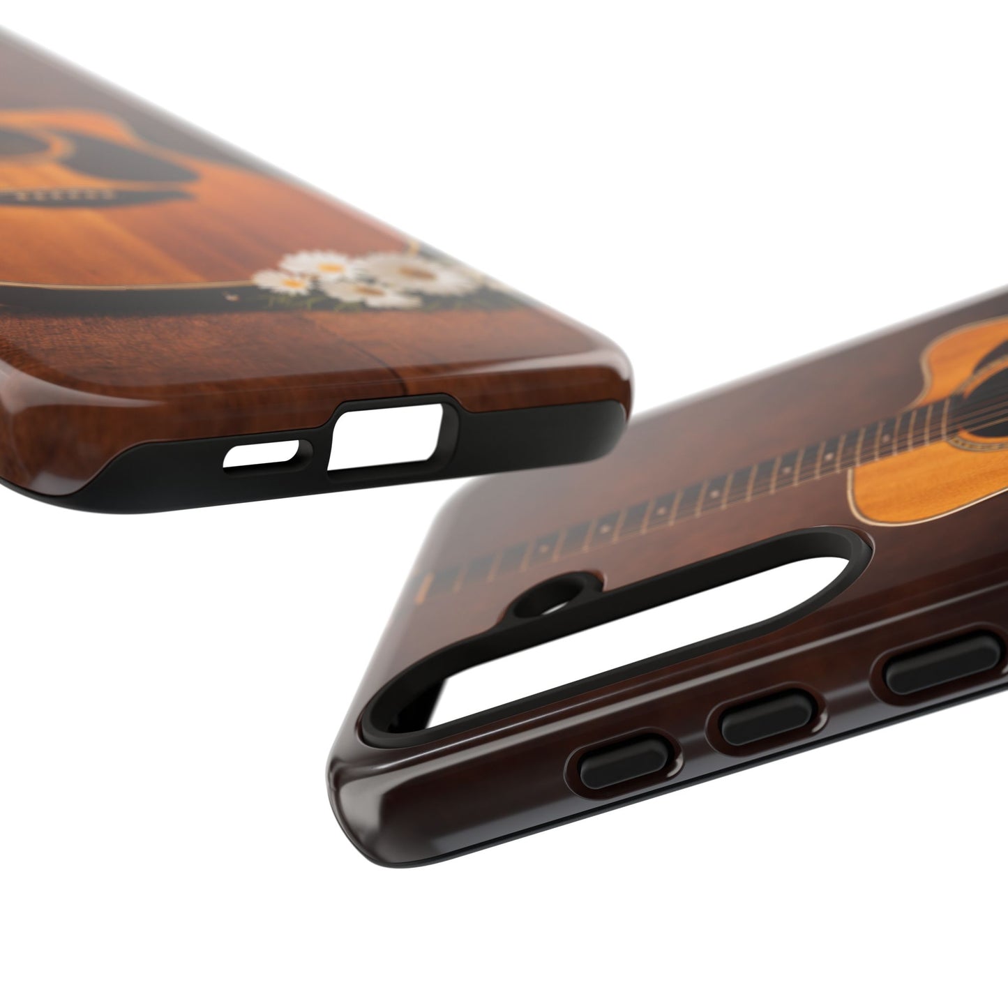 Acoustic Guitar Daisy Phone Case | Rustic Music Lover Tough Cover