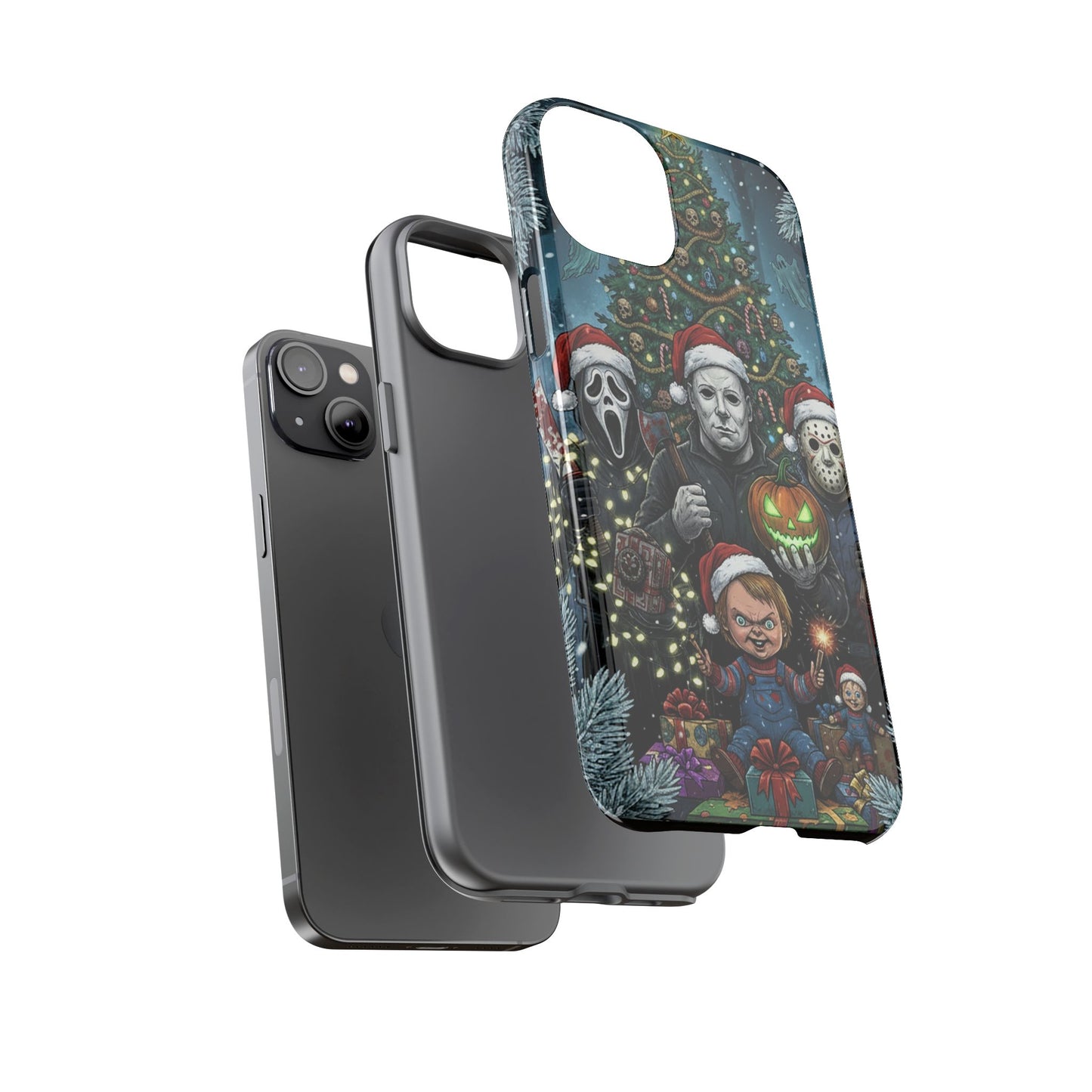 Christmas Horror Phone Case – Festive Slasher Collage Tough Case (iPhone, Samsung, Pixel)
